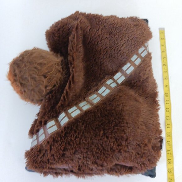 Star Wars Chewbacca Pillow Plush Long Shaggy Hair Blue Eyes Folds Up 20 Inch - Picture 9 of 10